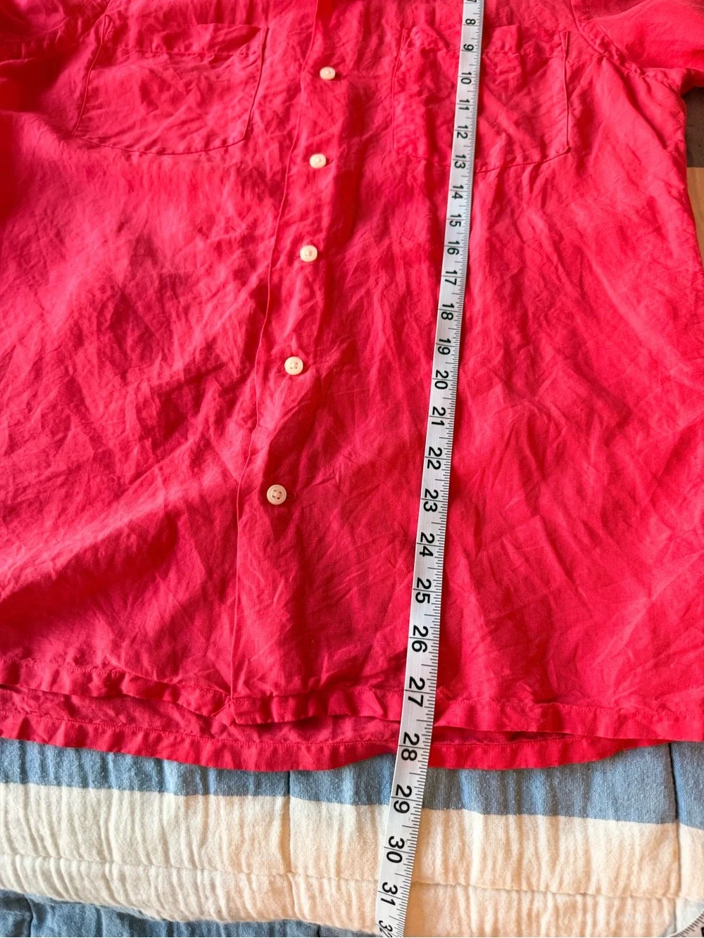 Men's red Polo Ralph Lauren shirt made from a blend of linen and silk Size S